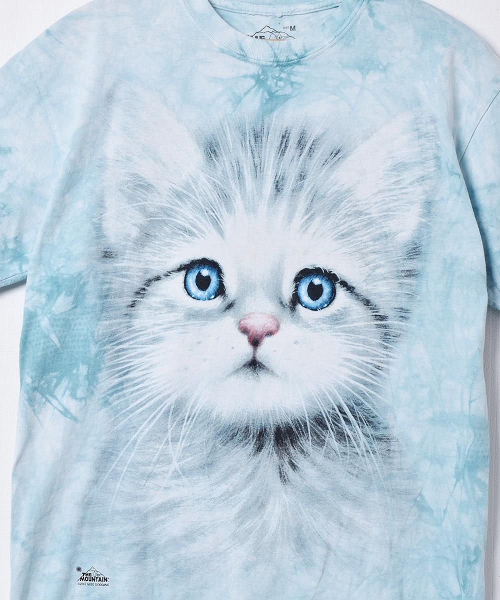 【THE MOUNTAIN】猫　アニマルプリントTシャツ　タイダイ染め ネコ】ザマウンテン Tシャツ キャット アニマルプリント 動物