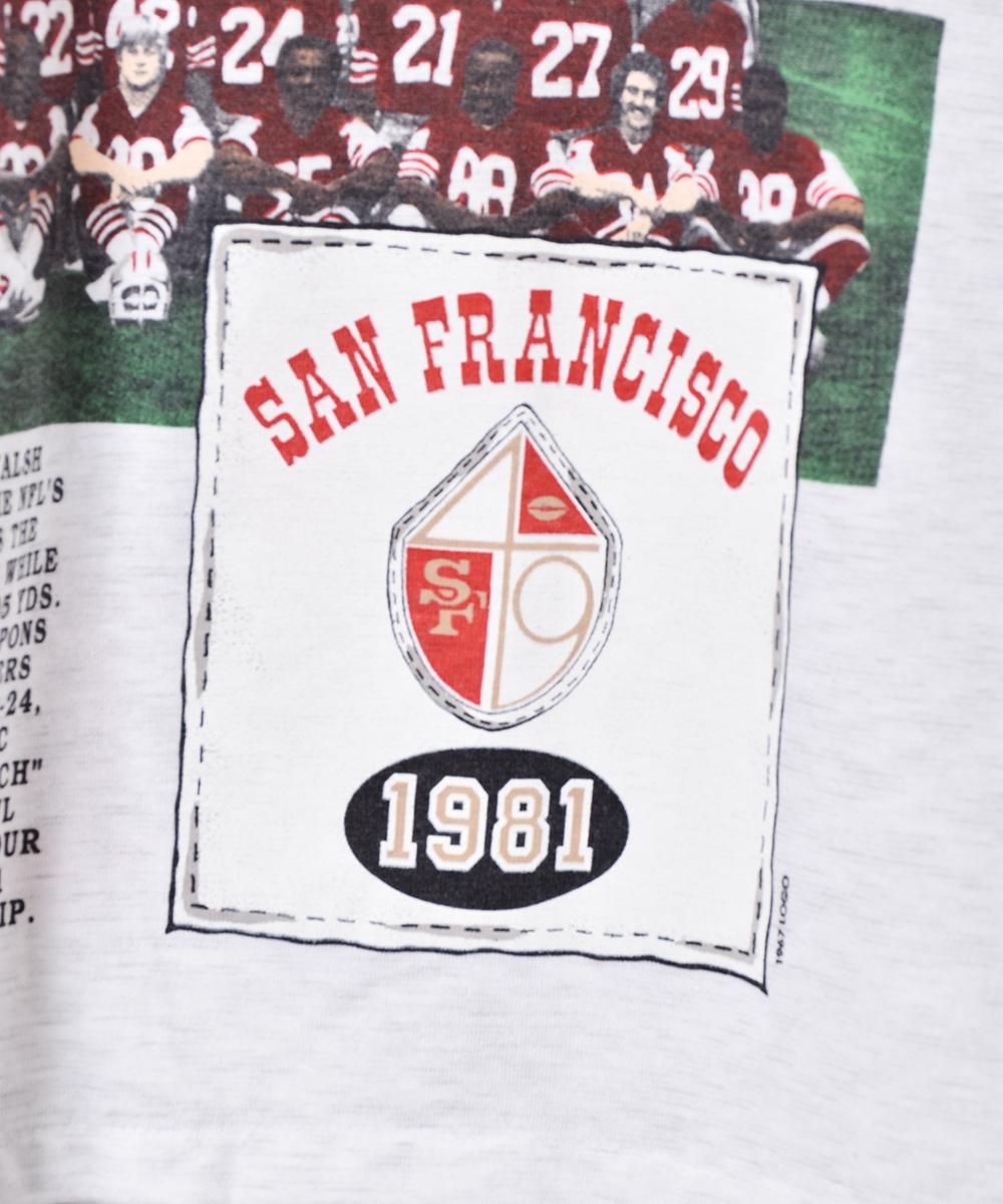 夏SALE　　49ers ロゴ Tシャツ 赤 USAヴィンテージアメフトTシャツ Vintage Signal NFL San Francisco 49ers 50/50 Signed T-Shirt