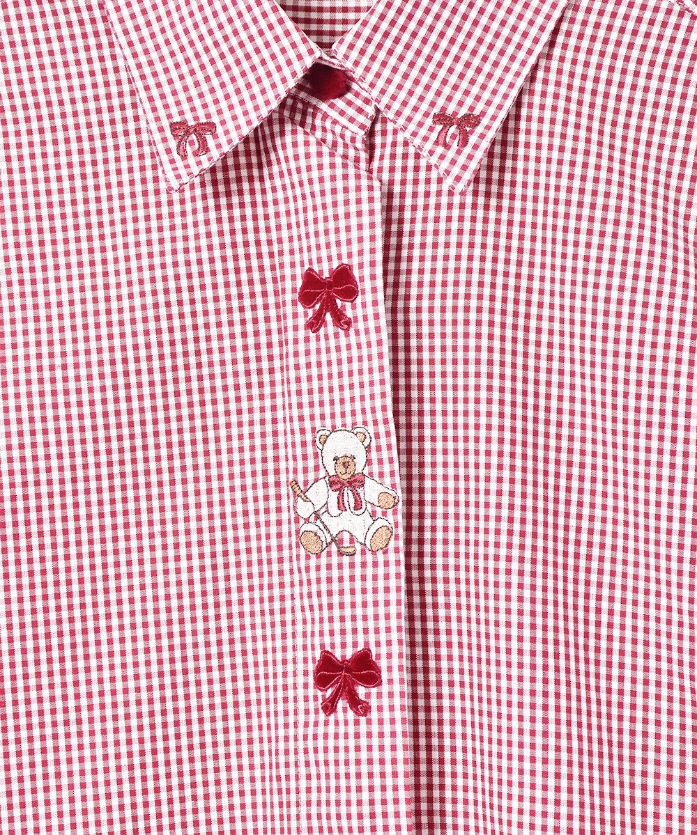 ギンガムチェック 刺繍 長袖シャツ - 古着のネット通販サイト 古着屋
