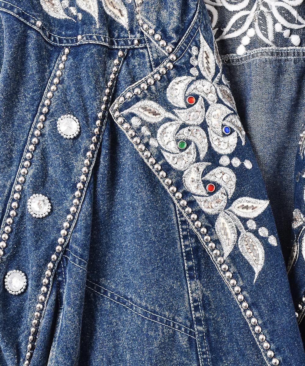 デニムリメイク☆レトロクラシックシャビータグ✨️お花 デニムリメイク☆レトロクラシックシャビータグ✨️お花 デニム