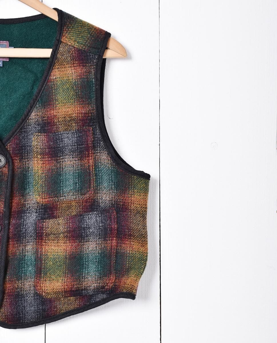 Woolrich アメリカ製チェック柄ウールベスト - 古着屋 Woolrich アメリカ製チェック柄ウールベスト - 古着屋