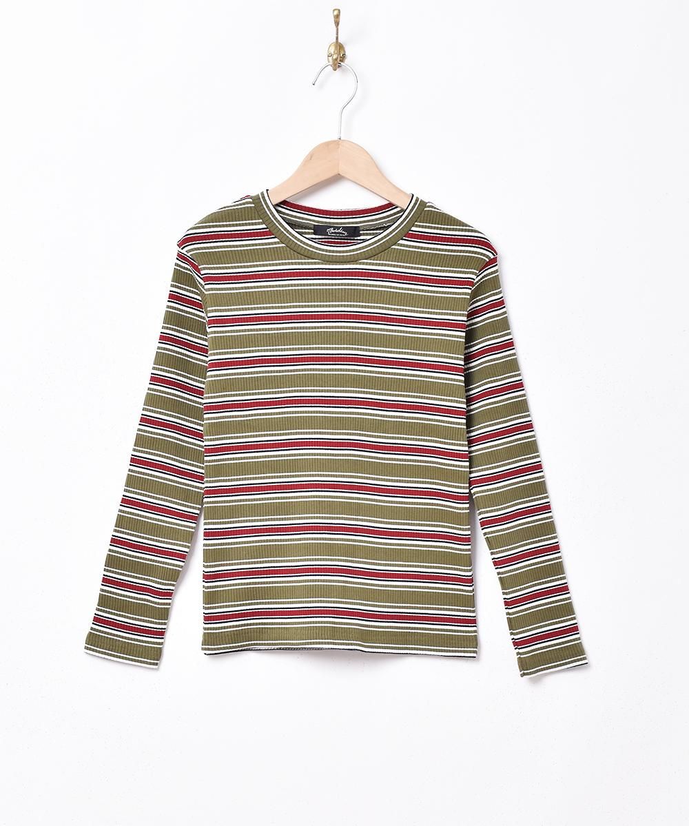 3色展開】「Meridian」長袖 マルチボーダートップス イエロー - 古着屋