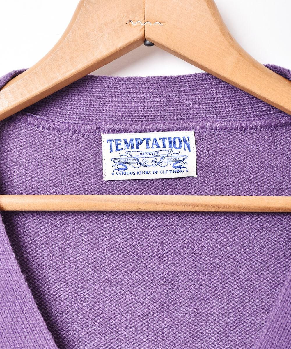 8色展開】「TEMPTATION」ニットカーディガン パープル - 古着屋 8色展開】「TEMPTATION」ニットカーディガン パープル - 古着屋