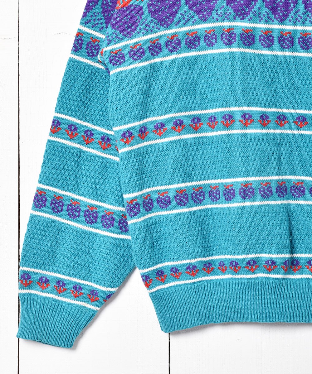 ポップカラー デザインセーター - 古着のネット通販サイト 古着屋 