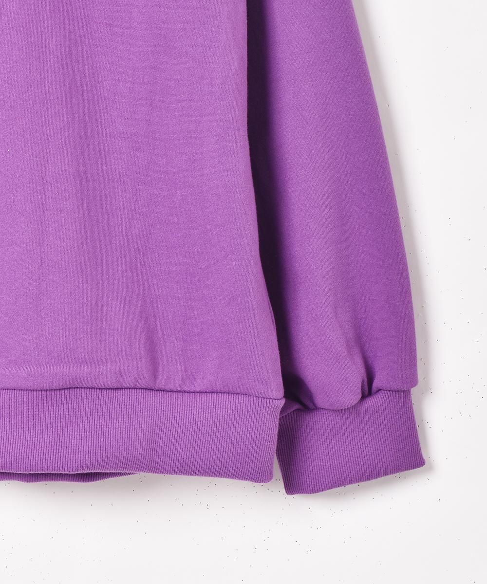 5色展開】「Trombones」ハイネック ハーフジップスウェット パープル