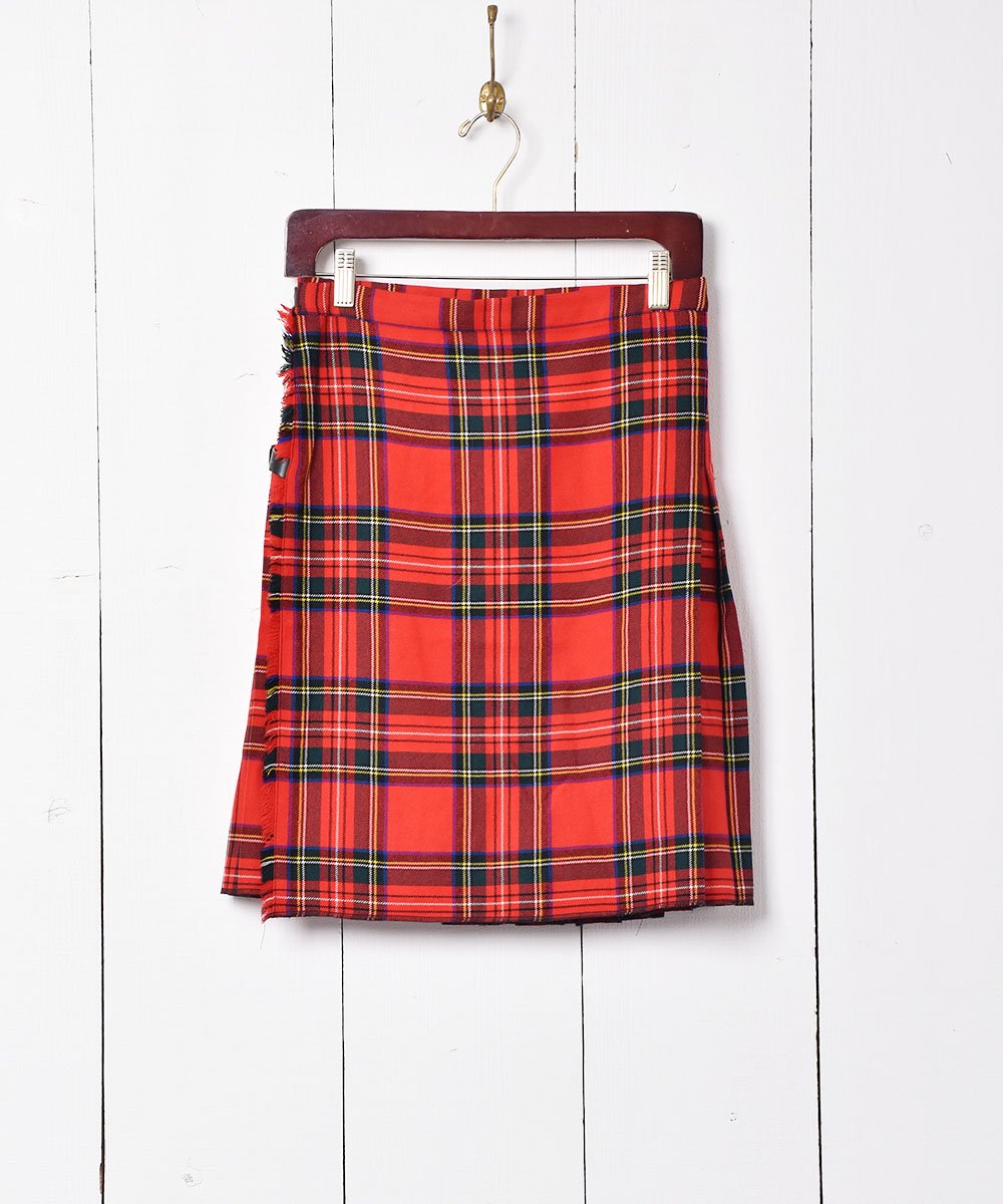 スコットランド製 チェック柄 プリーツミニスカート - 古着のネット