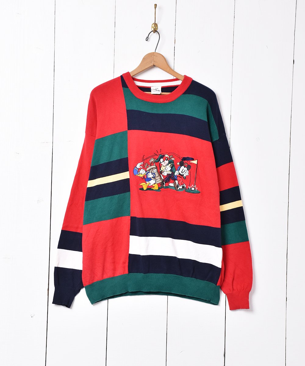 DISNEY 刺繍コットンニットセーター - 古着のネット通販サイト 古着屋 