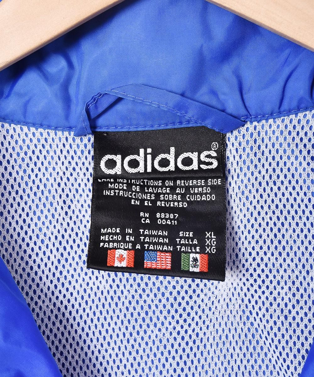 adidas フード付き ナイロンジャケット - 古着屋