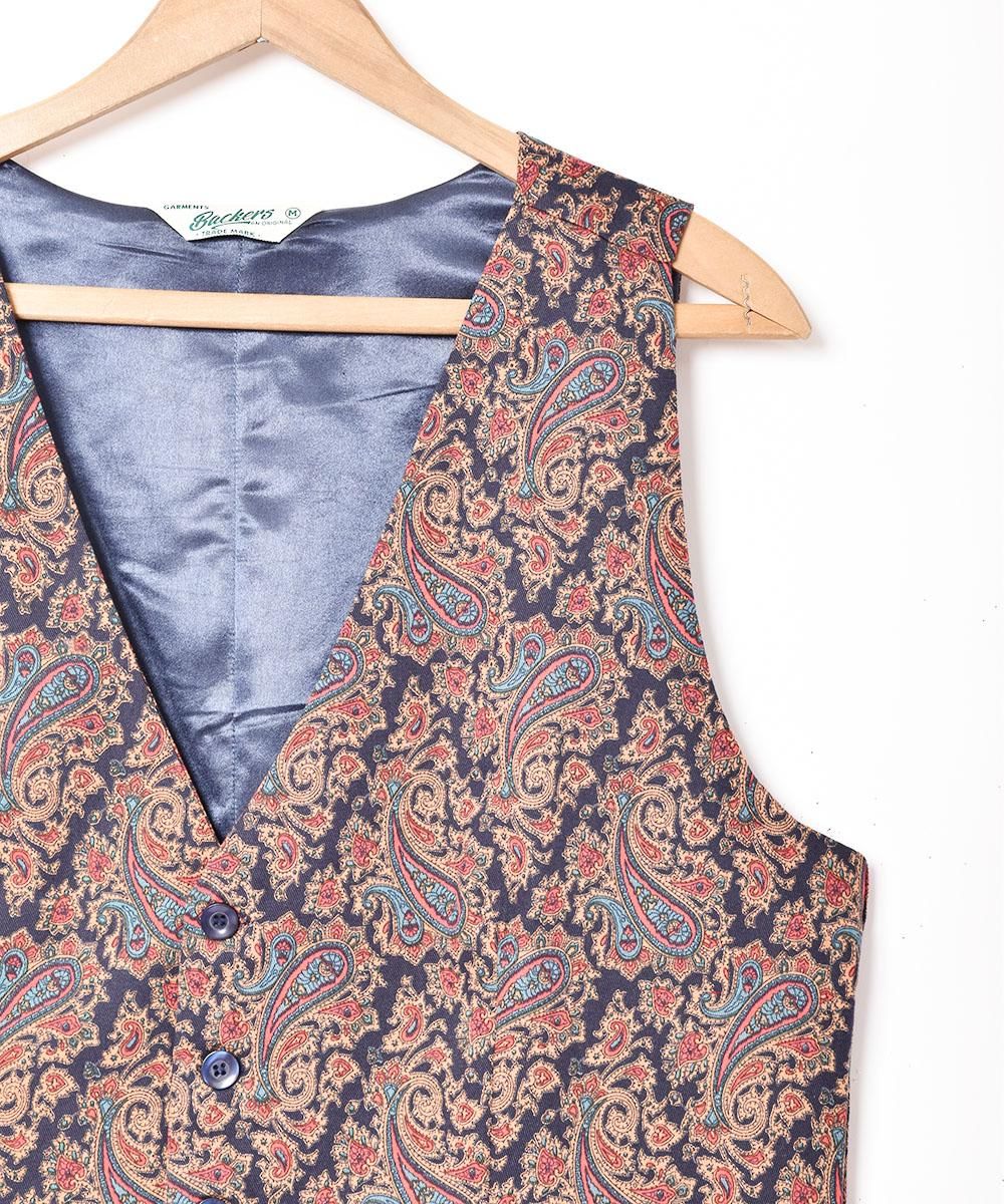 Engineered Garments ペイズリー柄ベスト　ネイビー　M 3色展開】「Backers」ペイズリー柄 ベスト ネイビー - 古着屋