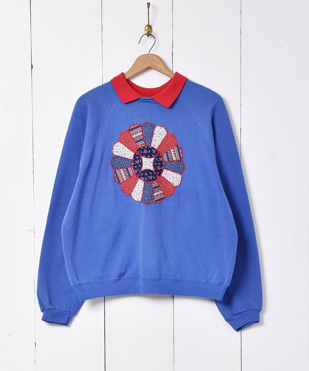 アメリカ製 襟付き デザインスウェットシャツ - 古着屋