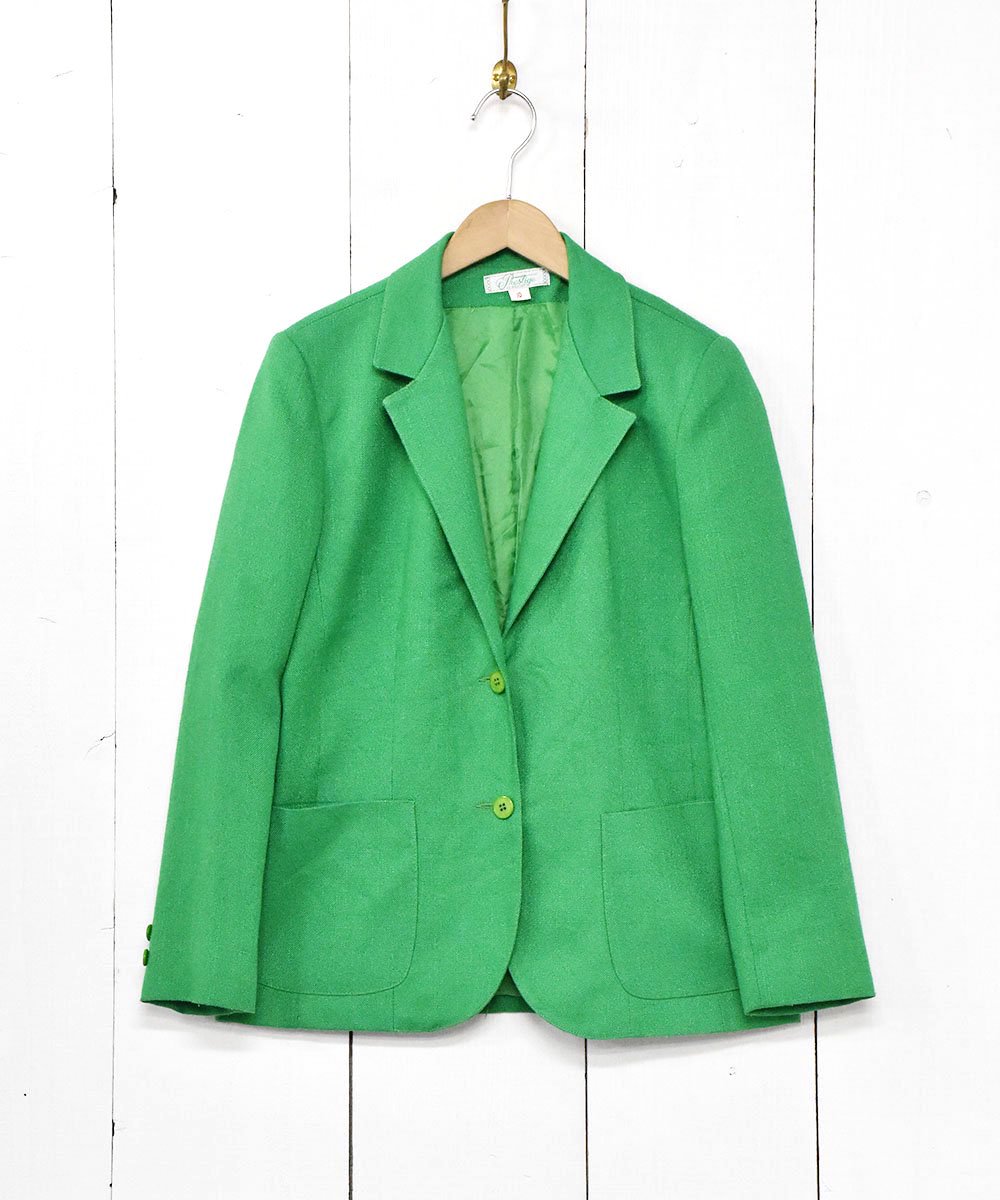 60s〜70sテーラードジャケット グリーン 緑 ビンテージ - テーラード