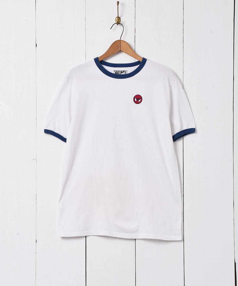 スパイダーマン刺繍 リンガーTシャツ - 古着屋グレープフルーツ