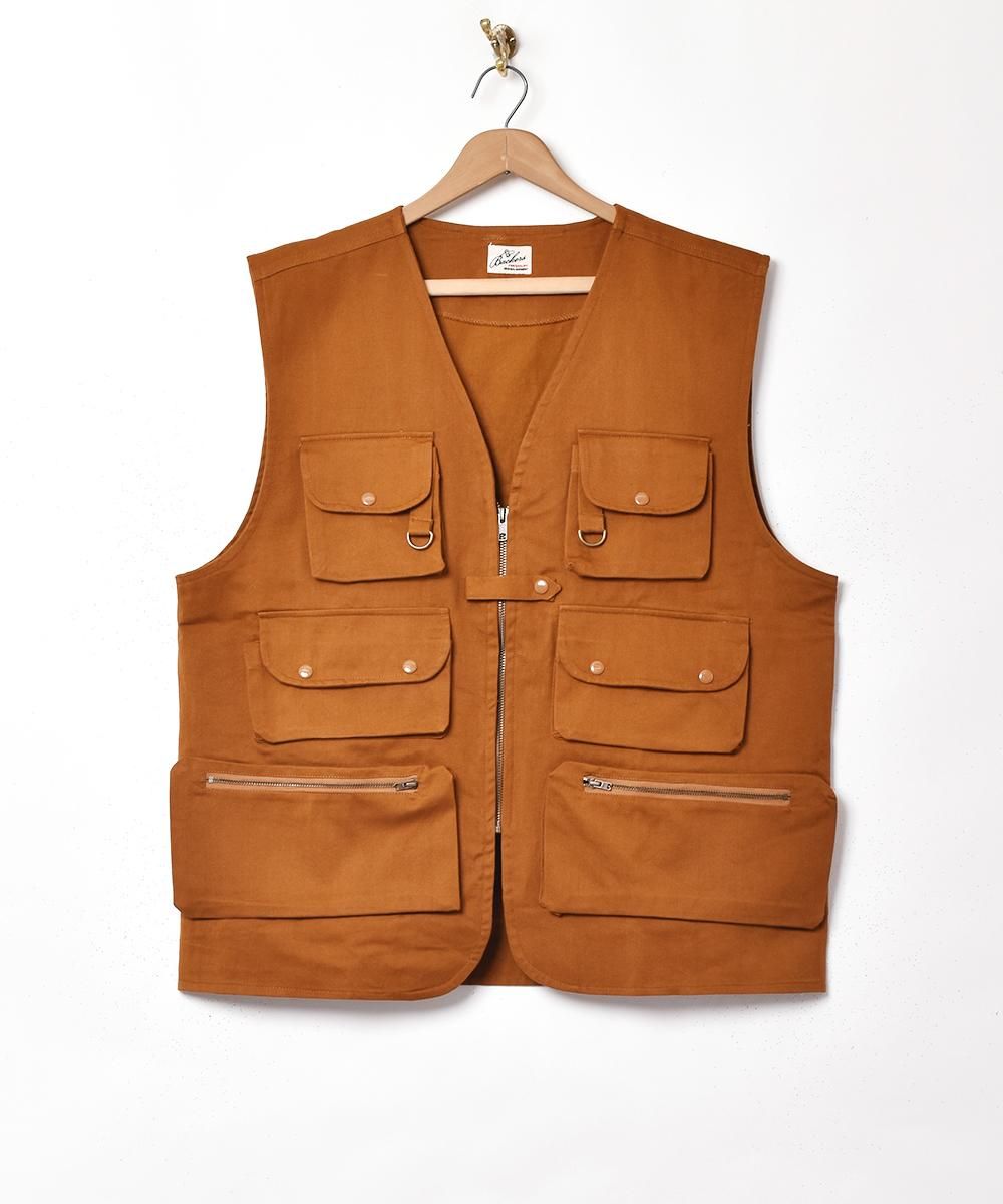 4色展開】「Backers」ジップアップ フィッシングベスト ダークブラウン