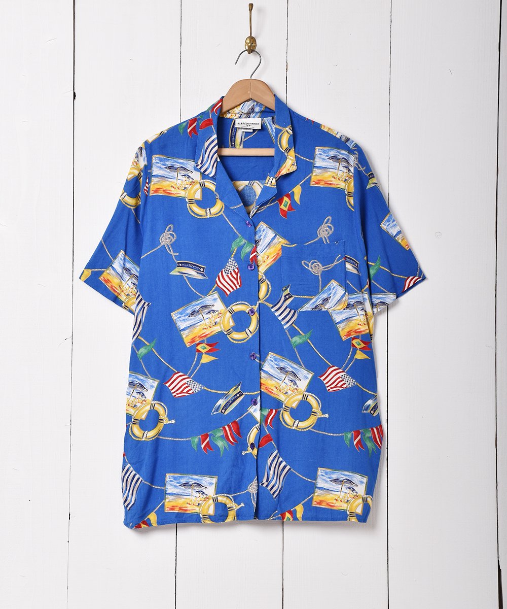 アメリカ製 マリン柄 半袖 オープンカラーシャツ - 古着のネット通販