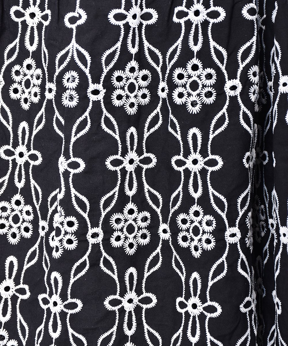 2色展開】「Meridian」カットワーク刺繍 ティアードスカート ブラック
