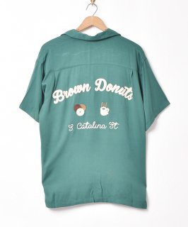 古着【3色展開】「Backers」ドーナツ刺繍 レーヨンシャツ グリーン 古着のネット通販 古着屋グレープフルーツムーン
