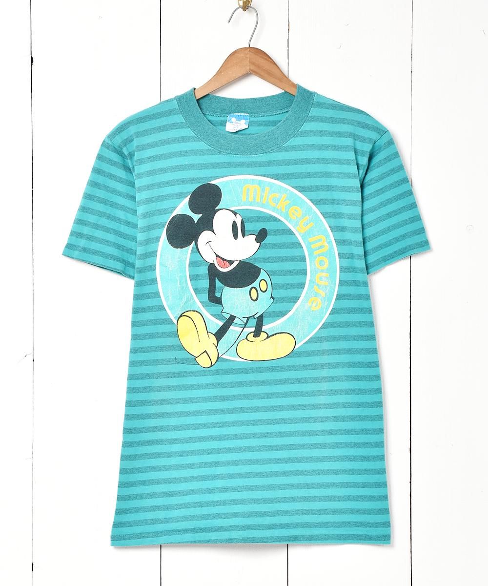 アメリカ製 ミッキー プリント ボーダーTシャツ - 古着屋