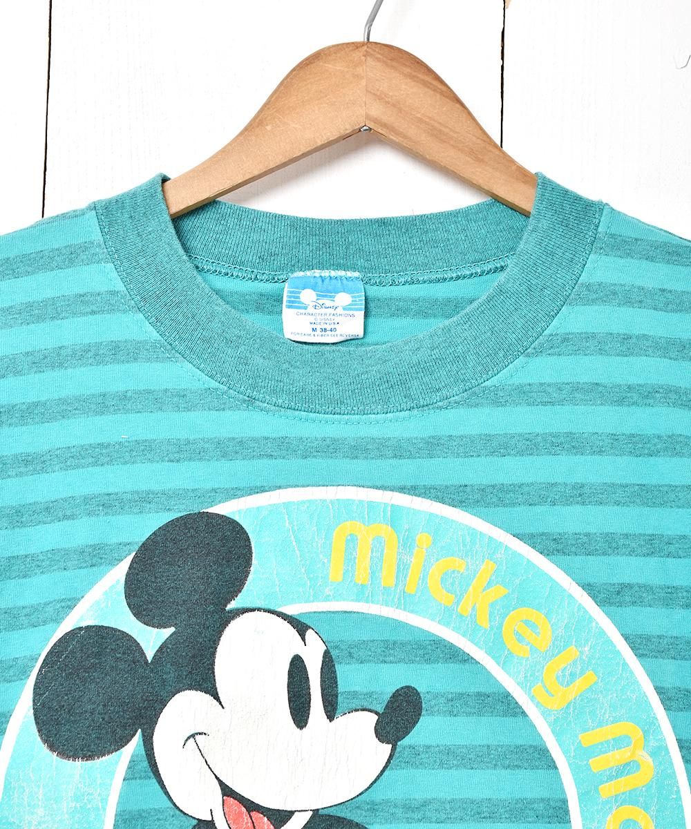 アメリカ製 ミッキー プリント ボーダーTシャツ - 古着屋