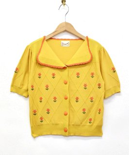 古着「Elcamino」花刺繍 半袖カーディガン 古着のネット通販 古着屋グレープフルーツムーン