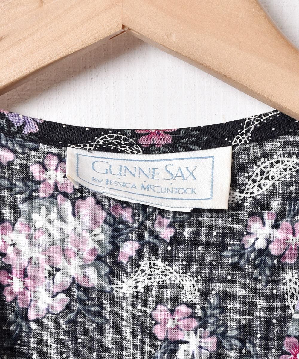 GUNNE SAX ピンドット×花柄 スリーブレスワンピース - 古着のネット ...