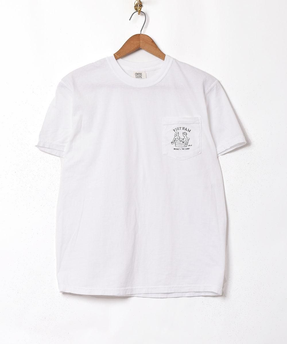 2色展開】ワンポイント ポケットTシャツ ホワイト - 古着屋