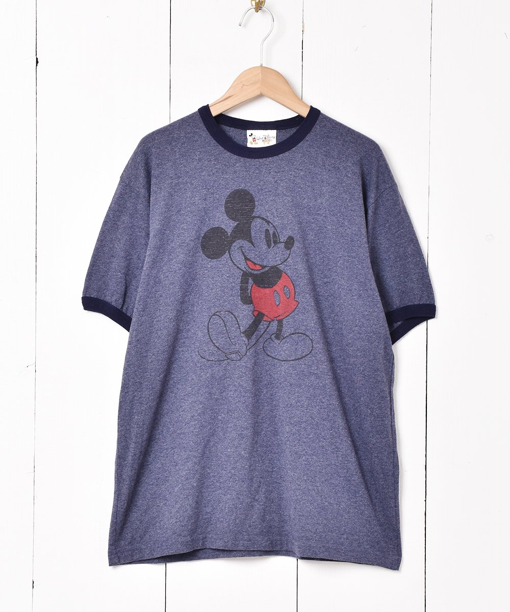 ミッキーマウスプリント リンガーTシャツ - 古着のネット通販サイト