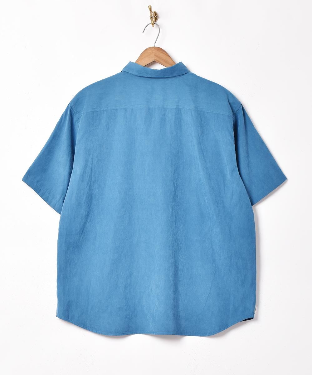 KANEMASA SHORT SLEEVE SHIRT 半袖シャツ　ブルーグレイ セットアップ】バンドカラー半袖シャツ[品番：ITKW0021566