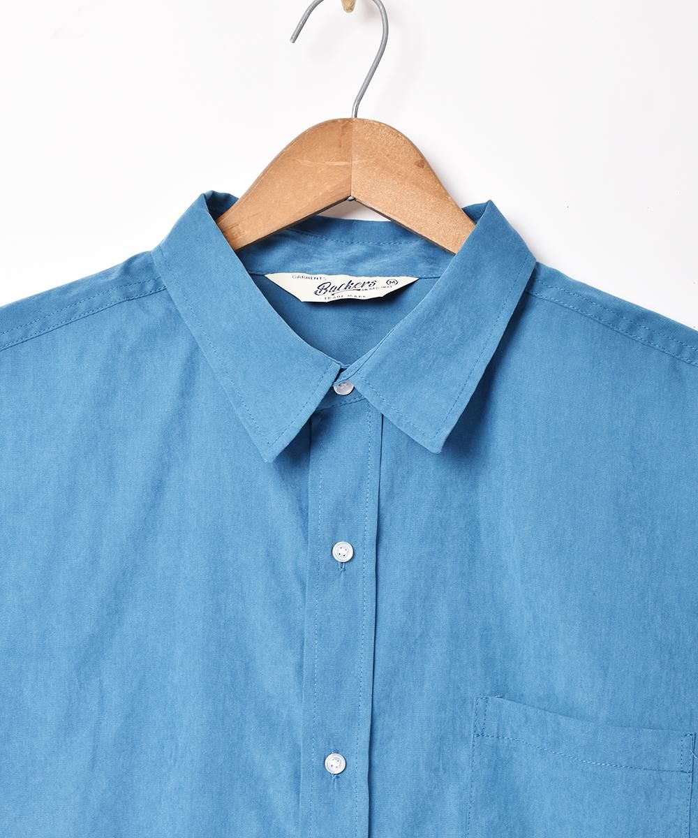 KANEMASA SHORT SLEEVE SHIRT 半袖シャツ　ブルーグレイ セットアップ】バンドカラー半袖シャツ[品番：ITKW0021566