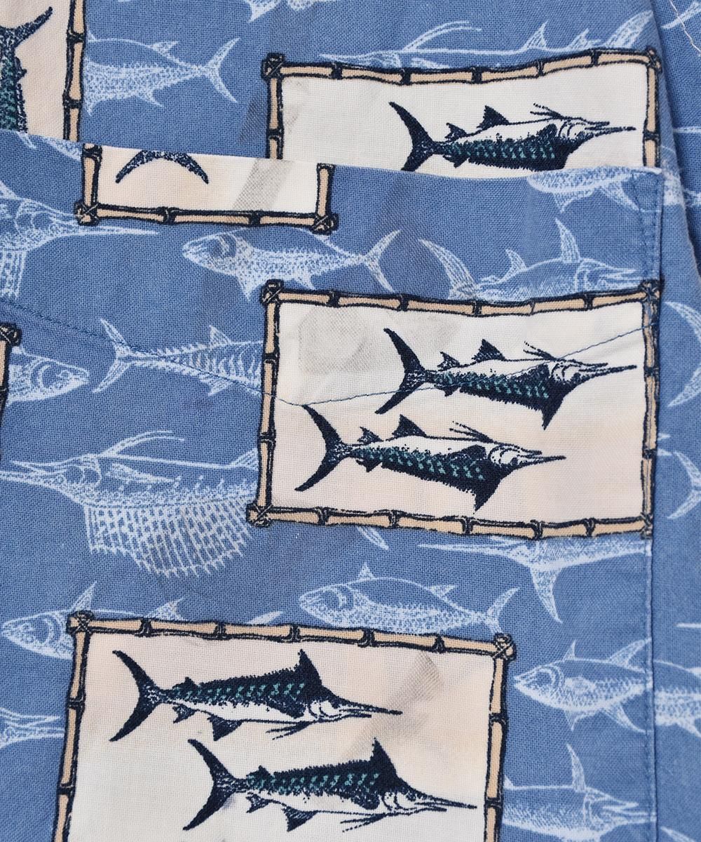 魚柄 半袖シャツ - 古着屋グレープフルーツ ムーン