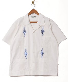 古着【2色展開】「Backers」刺繍 グアヤベラシャツ ホワイト 古着のネット通販 古着屋グレープフルーツムーン