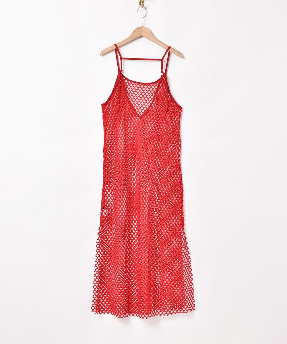 4色展開】「Meridian」メッシュ キャミソールワンピース レッド