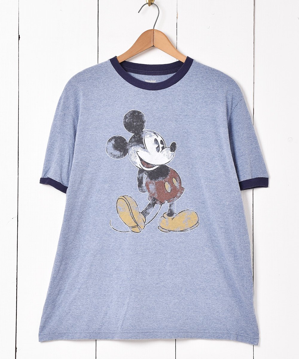 ミッキーマウスプリント リンガーTシャツ - 古着のネット通販サイト