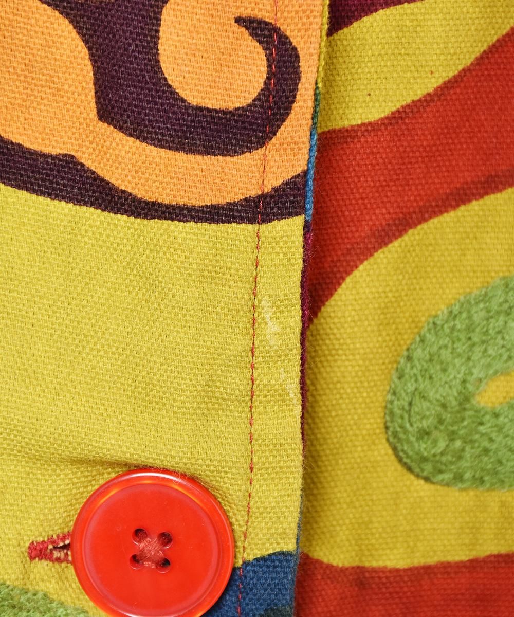 マルチカラー 刺繍 総柄ジャケット - 古着屋グレープフルーツ