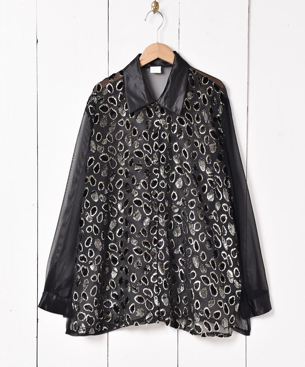 レア 超初期 黒いクレープ加工長袖シャツ 美品 超形態安定】 レギュラー 長袖 形態安定 綿100% レディース
