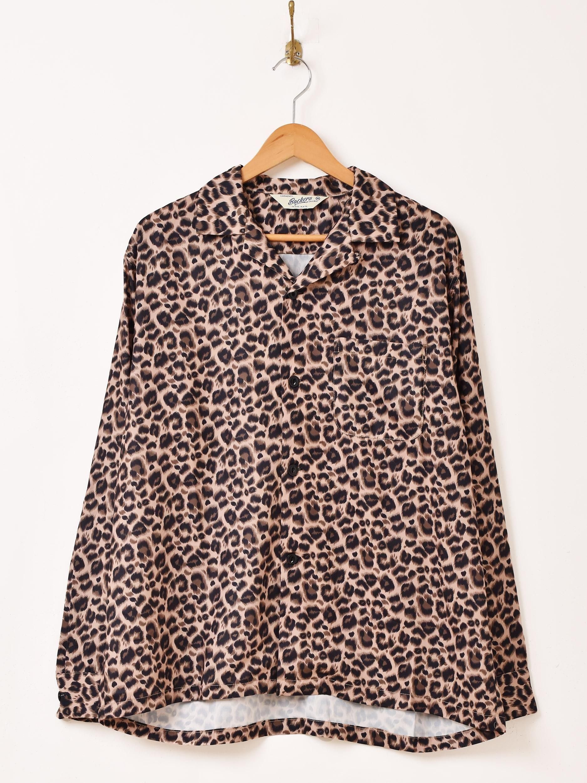 2色展開】「Backers」レオパード柄 オープンカラー 長袖シャツ
