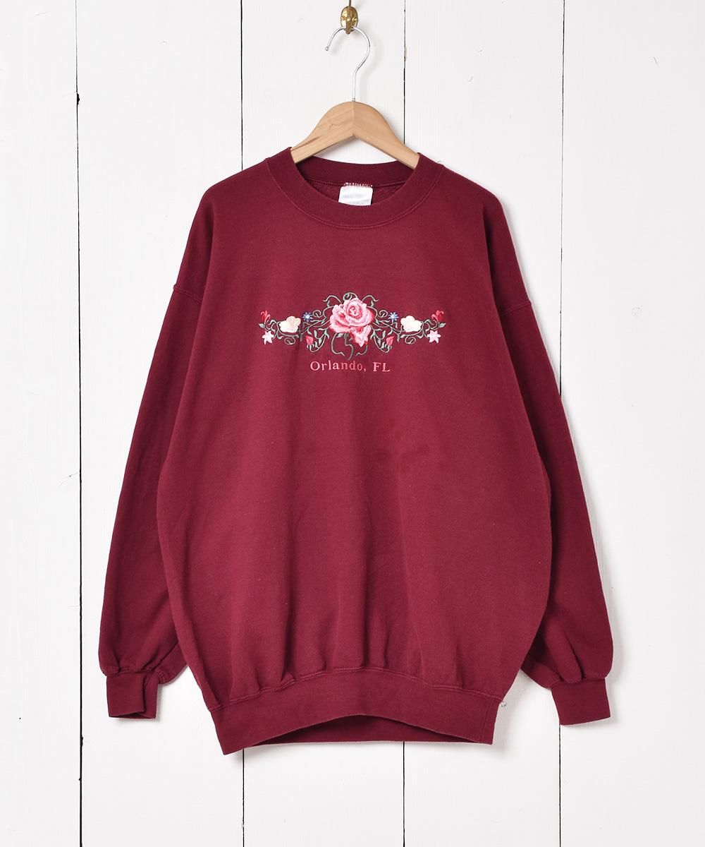 花刺繍 スウェットシャツ - 古着屋グレープフルーツ ムーン