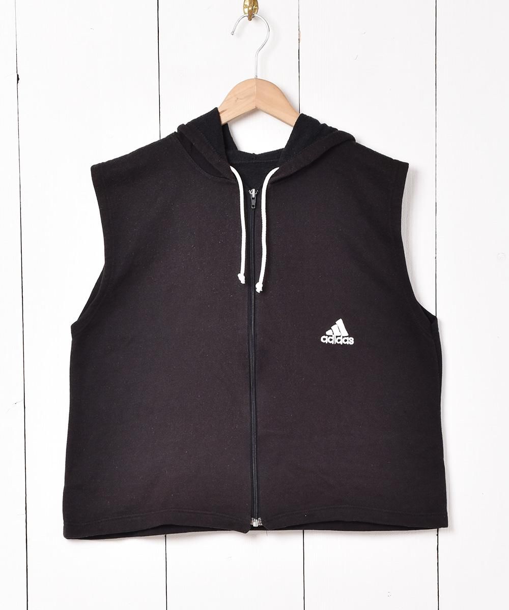 adidas フード付き ジップアップベスト - 古着屋グレープフルーツ