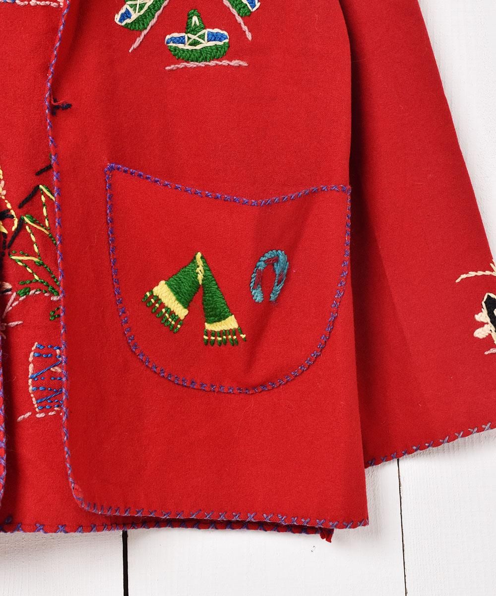 メキシコ製 刺繍ウールジャケット - 古着屋グレープフルーツ メキシコ製 刺繍ウールジャケット - 古着屋グレープフルーツ