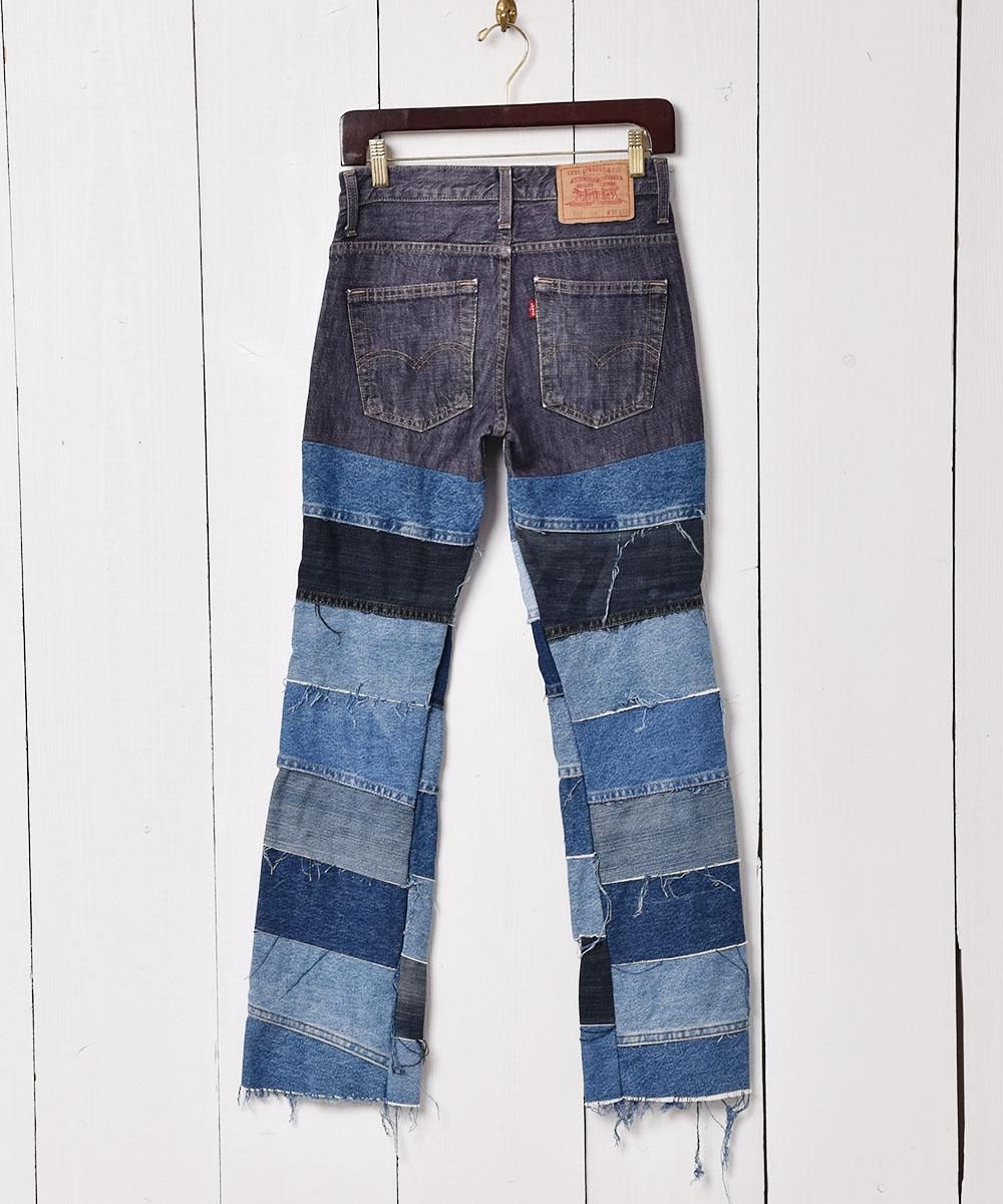リメイク パッチワーク デニムパンツ W28 - 古着屋 リメイク パッチワーク デニムパンツ W28 - 古着屋