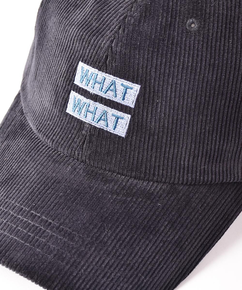 2色展開】刺繍 コーデュロイキャップ 【WHAT】ブラック - 古着屋