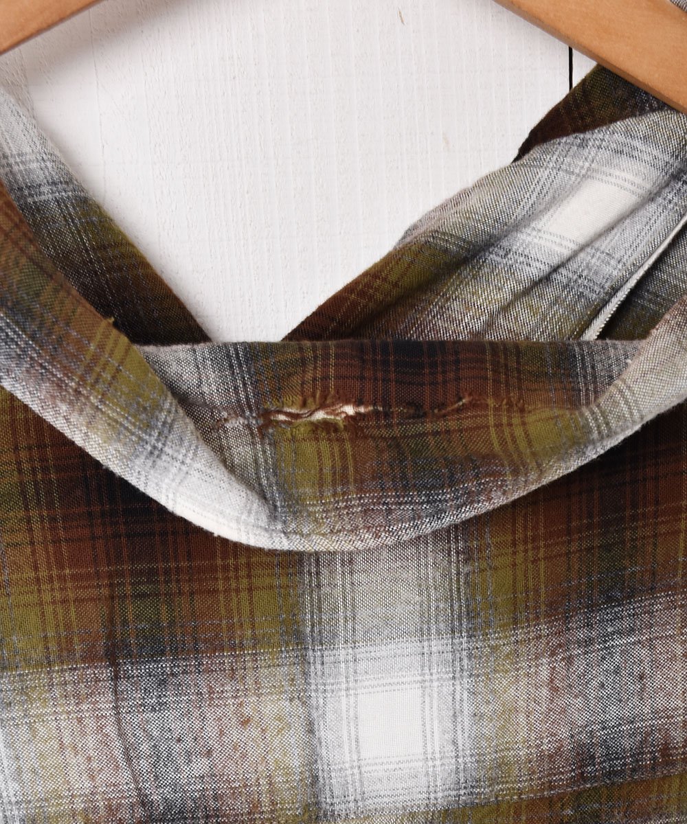 50's オンブレチェック オープンカラー 長袖シャツ - 古着のネット通販