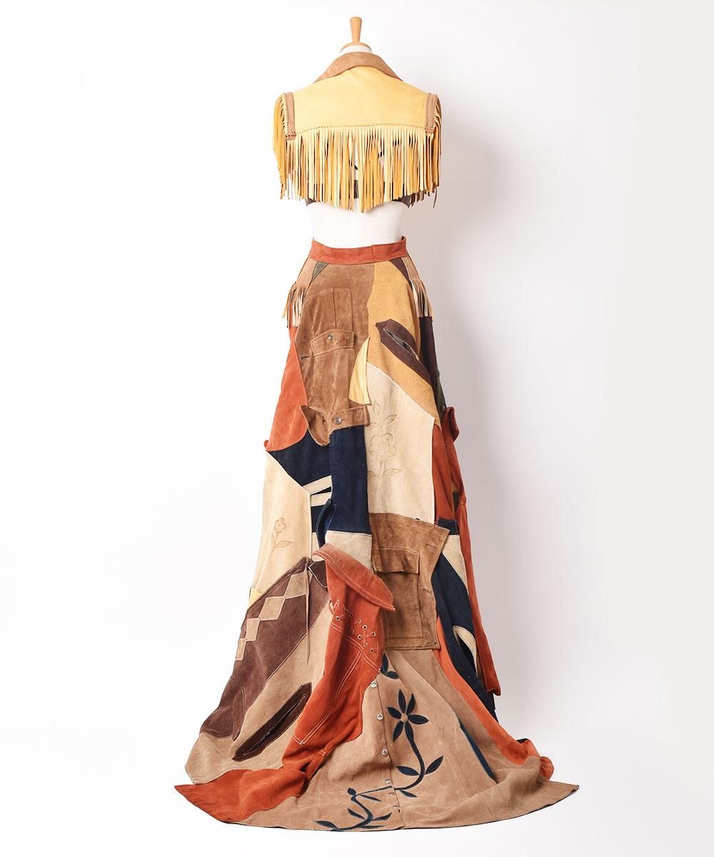 リメイク レザーセットアップドレス - 古着屋グレープフルーツ