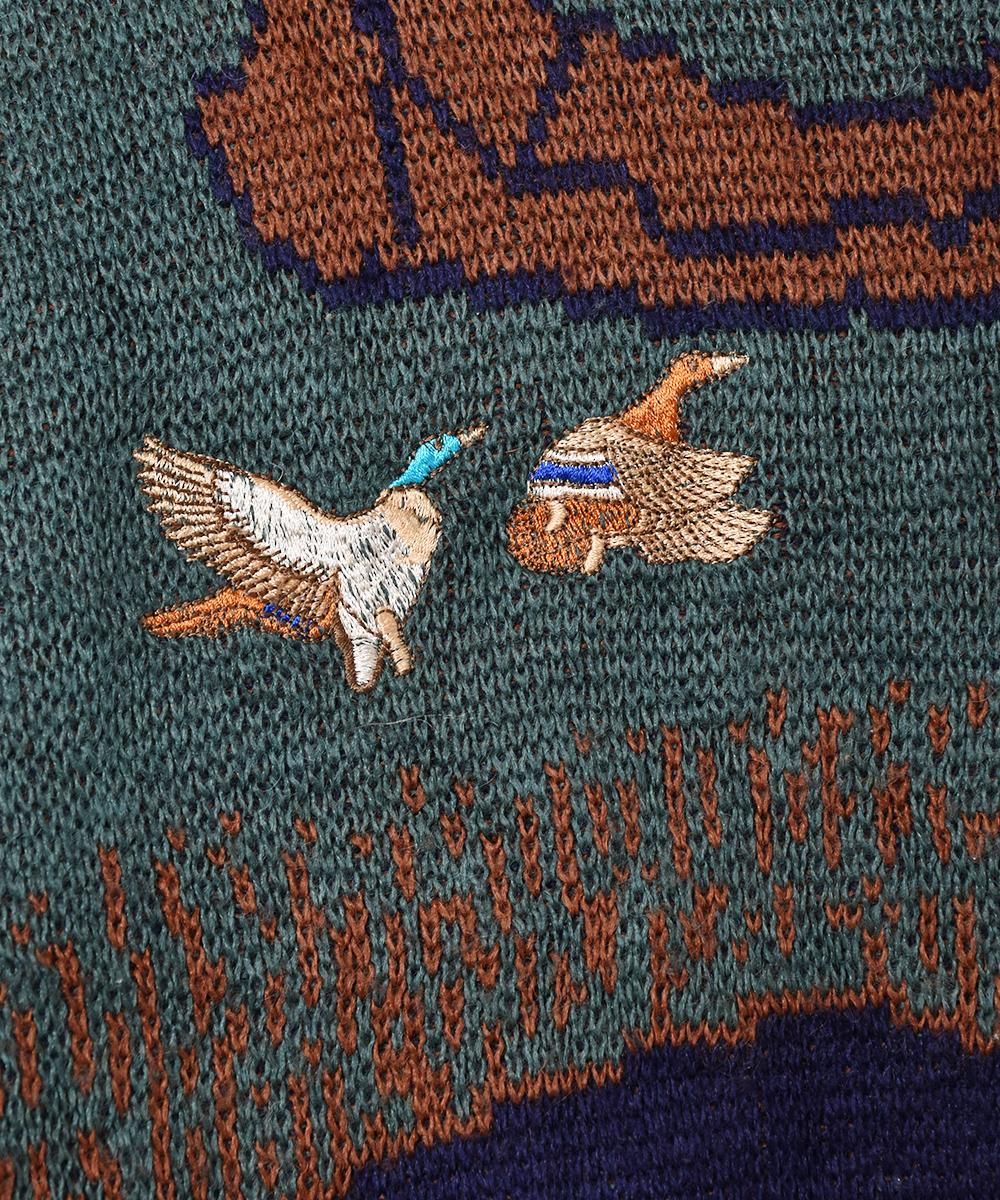 刺繍入り 風景柄セーター - 古着屋グレープフルーツ ムーン 刺繍入り 風景柄セーター - 古着屋グレープフルーツ ムーン