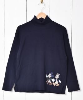 古着ミッキーミニー 刺繍 タートルネックセーター 古着のネット通販 古着屋グレープフルーツ ムーン