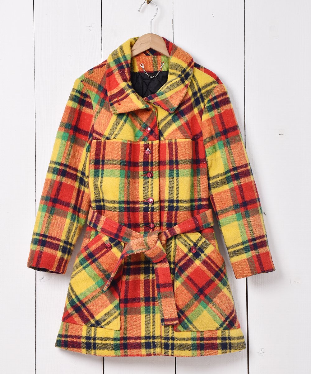 MaxMaraウールクレープドレスカシュクール赤　レッド　シルク混　タグ付き新品 チェック柄 ウールコート - 古着屋グレープフルーツ ムーン