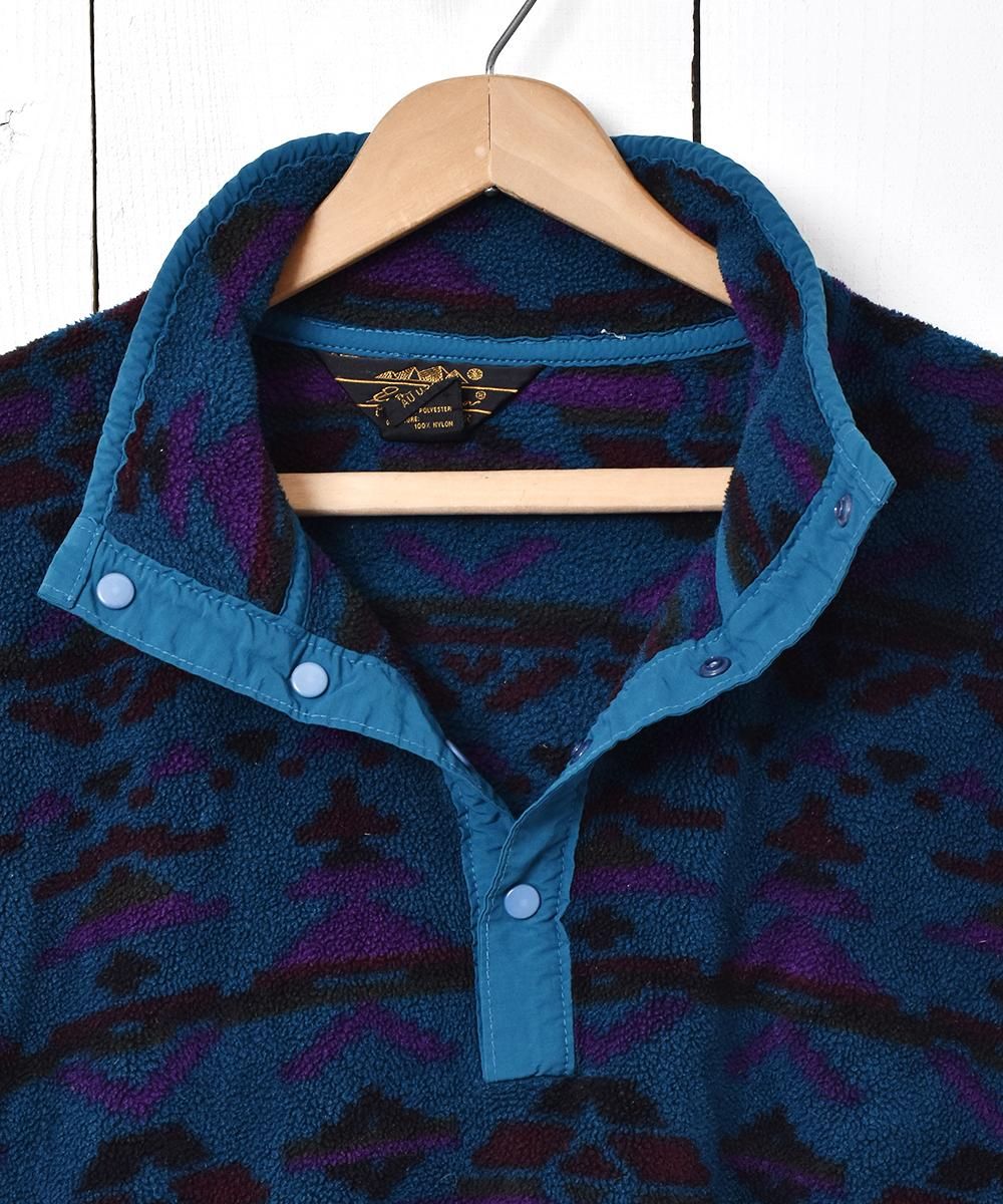 アメリカ製 Eddie Bauer 総柄 プルオーバー フリースジャケット アメリカ製 Eddie Bauer 総柄 プルオーバー フリースジャケット
