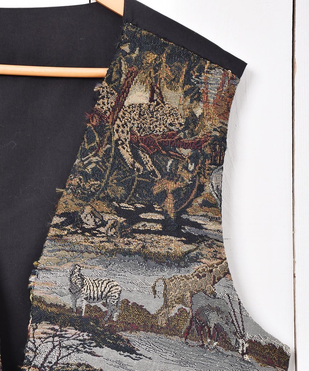 古布　タペストリー アニマル柄 タペストリーベスト - 古着屋グレープフルーツ