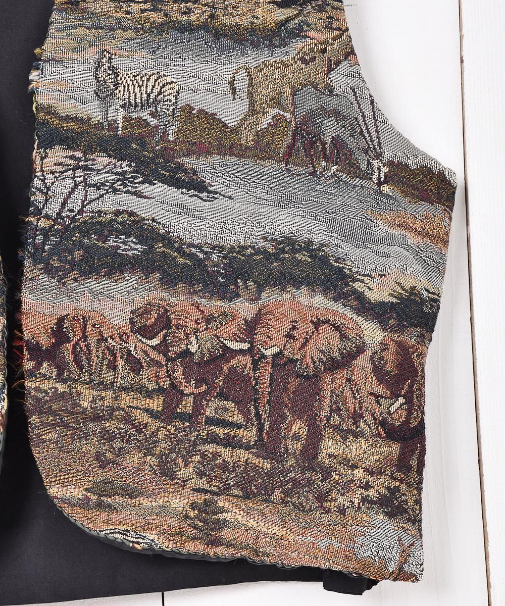 アニマル柄 タペストリーベスト - 古着屋グレープフルーツ