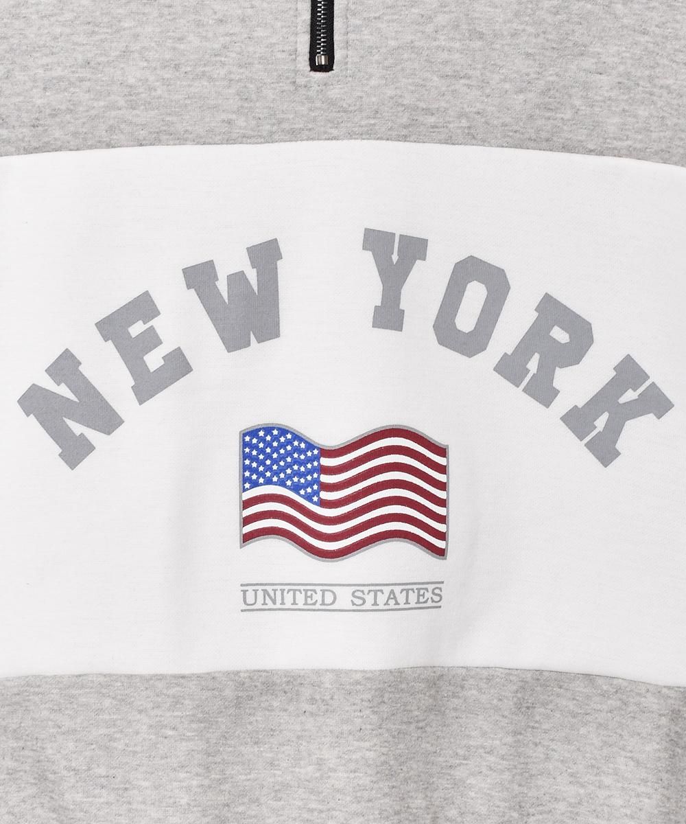 2色展開】ハイネック ハーフジップスウェット 「NEW YORK
