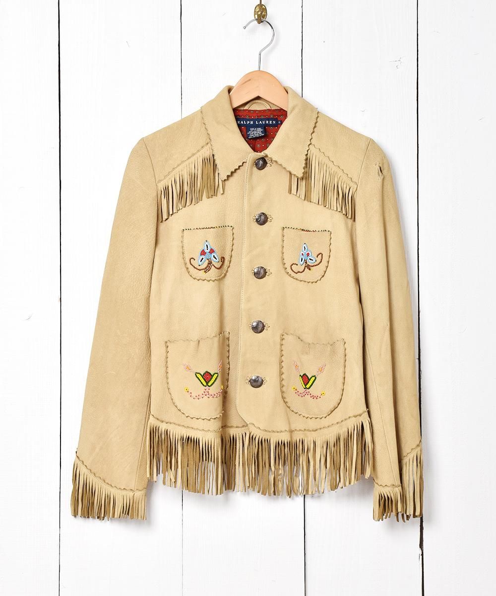 24FW RRL 新品 フリンジ レザー ジャケット サイズM Ralph Lauren フリンジデザイン ヌバックレザージャケット